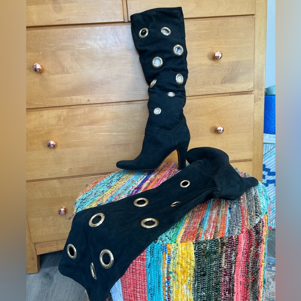 Stella McCartney suede slouchy boots with grommets